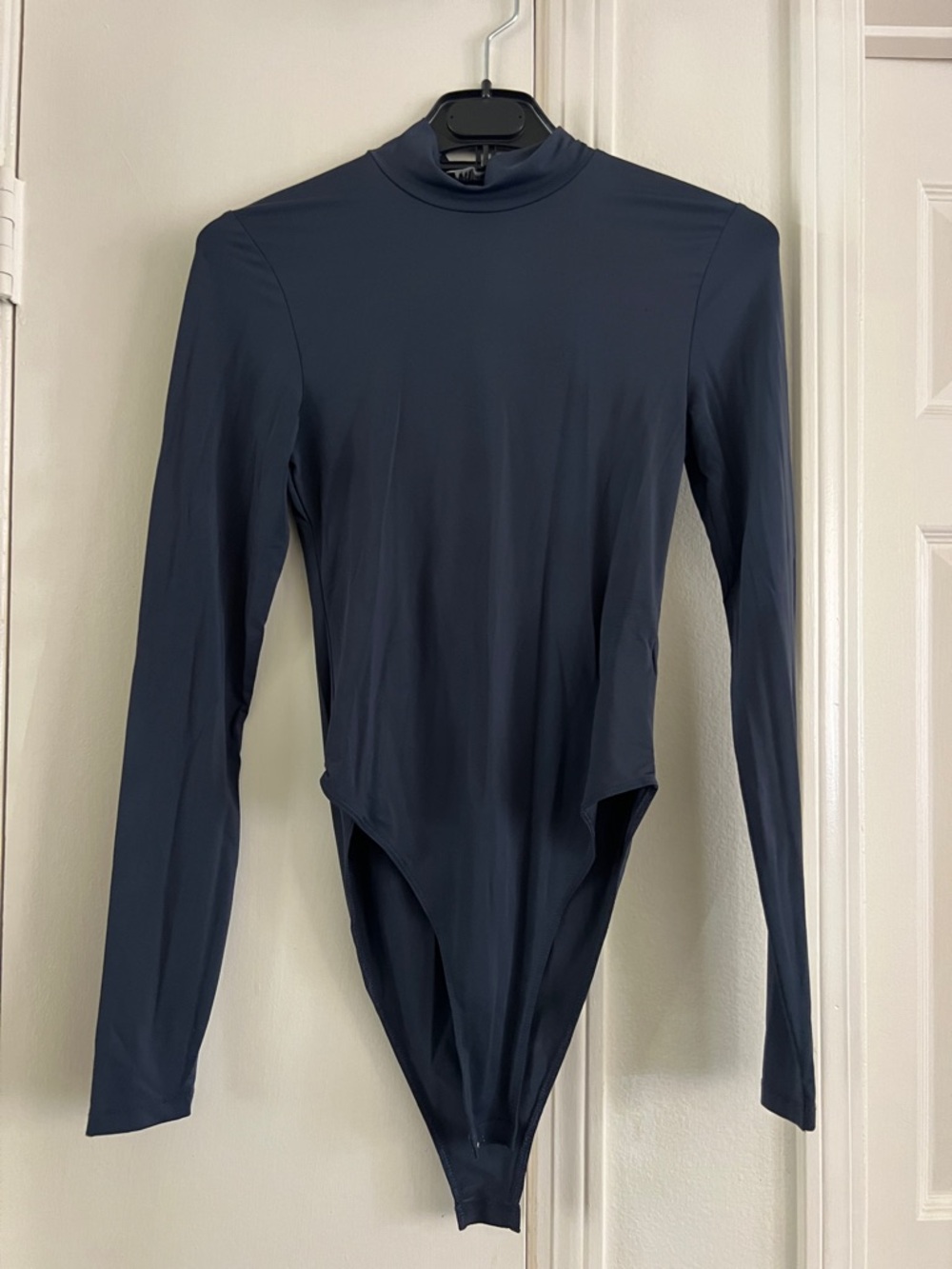 Zara Navy Mock Neck Long Sleeve Bodysuit
